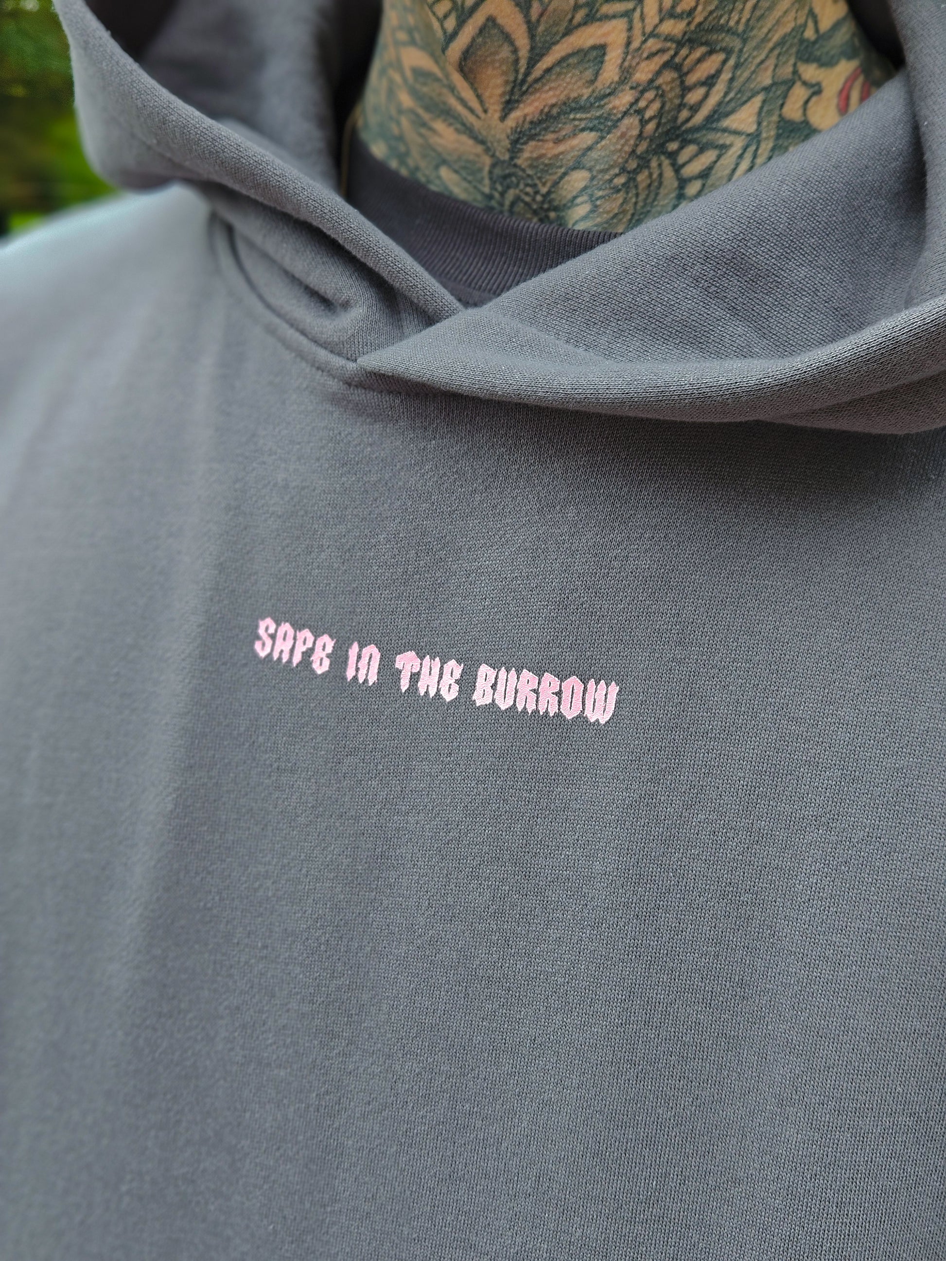 SITB Unisex Boxy Hoodie Dark Grey & Baby Pink