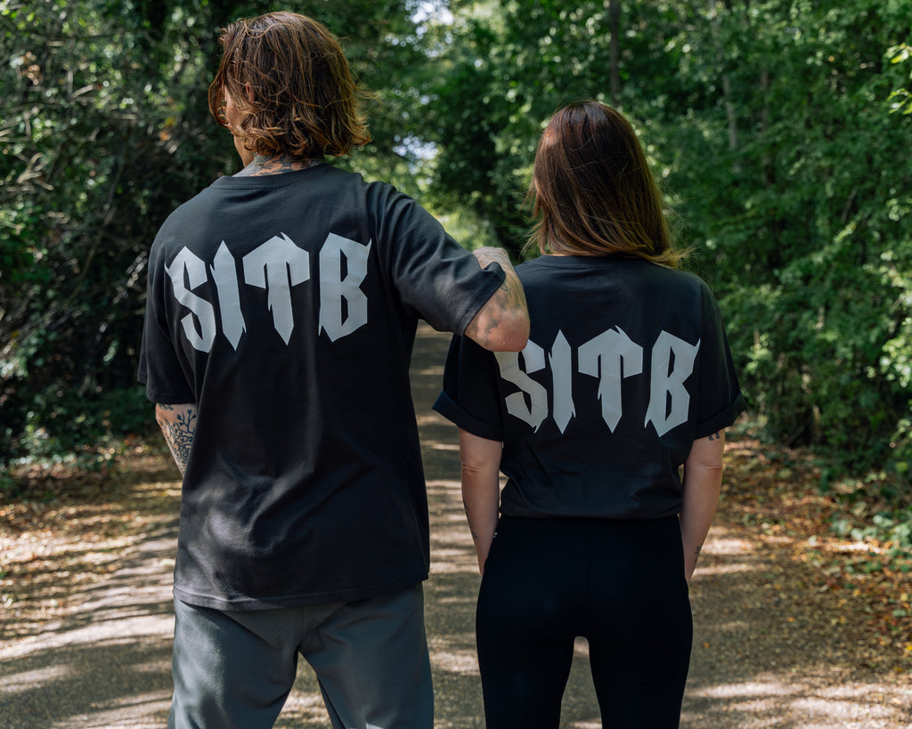 SITB Oversized Unisex T-Shirt Charcoal Grey & White