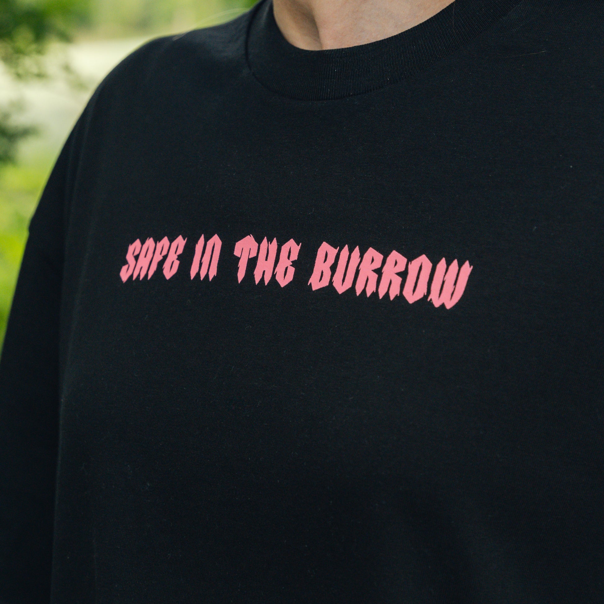 Safe In The Burrow Oversized Unisex T-Shirt - Black & Pink | 100% Cotton